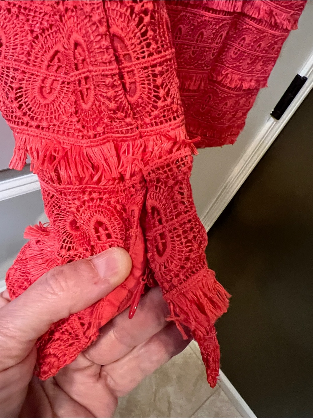 GORGEOUS!!!!! Talbots Coral-Red Fringe Textured Sleeveless Top H041 - Picture 4 of 9